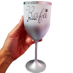 Taça de Vinho 340ml Degradê 2 cores Borda metalizada